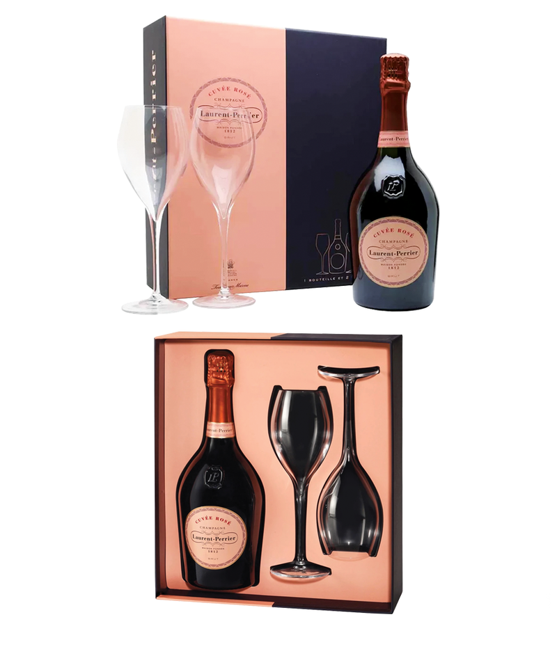 COFANETTO CON 1 CHAMPAGNE LA CUVEE ROSÉ E 2 CALICI LAURENT PERRIER